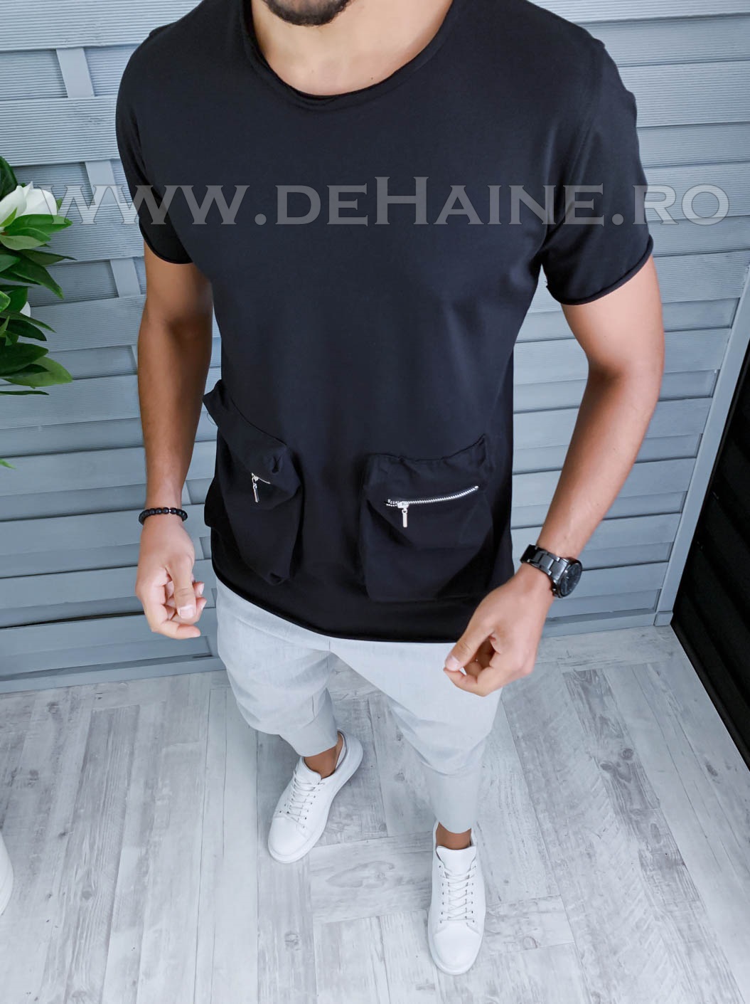 Tricou barbati negru slim fit vagabond b1942 p5-3*